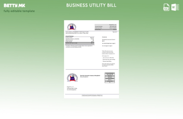 модерен стил Шаблон за деловни сметки за комунални услуги од Бангладеш компанија
